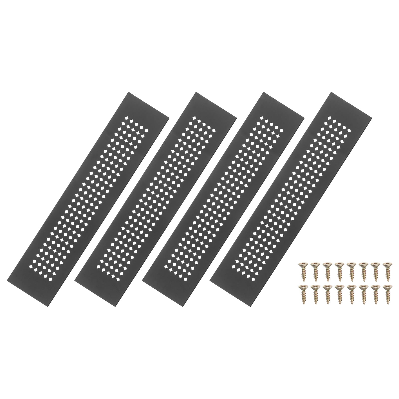 Uxcell 6 x 2 Inch Door Air Vent Cover, 3 Pcs Aluminum Grille Ventilation Cover Louvered Diamond Hole with Screws, Black