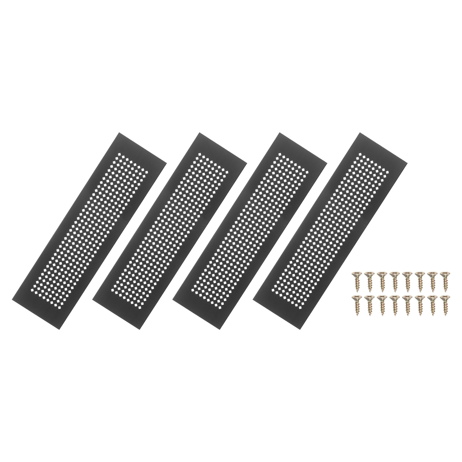 Uxcell 6 x 2 Inch Door Air Vent Cover, 3 Pcs Aluminum Grille Ventilation Cover Louvered Diamond Hole with Screws, Black