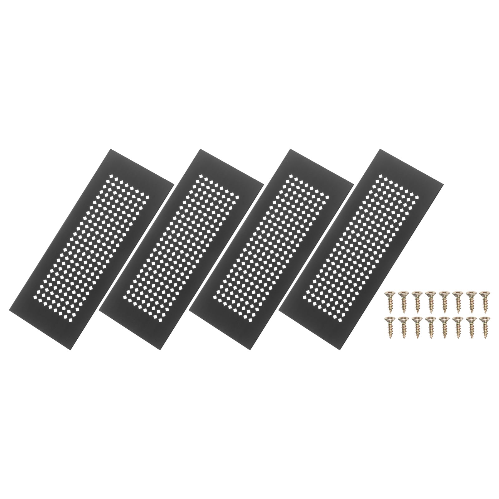 Uxcell 6 x 2 Inch Door Air Vent Cover, 3 Pcs Aluminum Grille Ventilation Cover Louvered Diamond Hole with Screws, Black