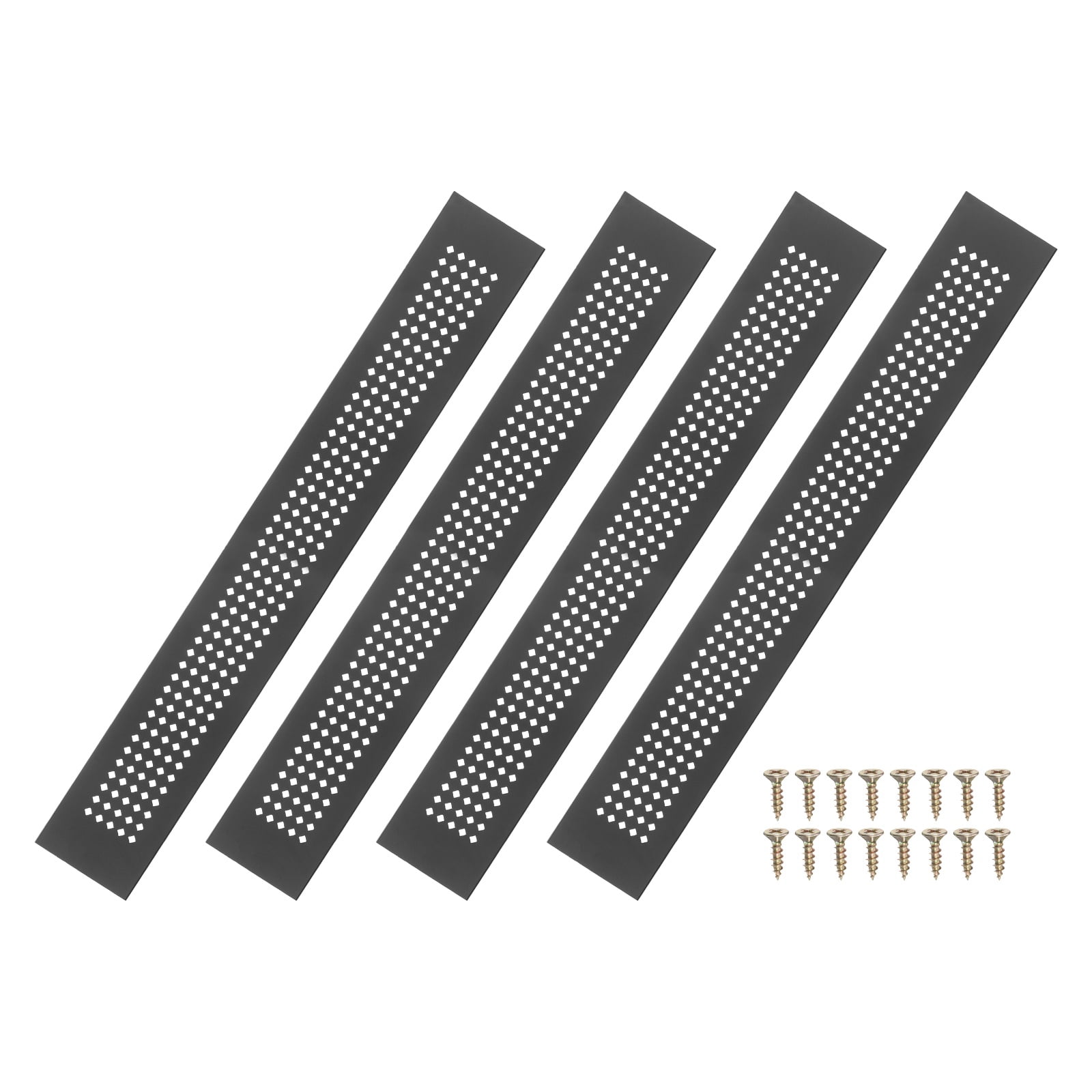 Uxcell 6 x 2 Inch Door Air Vent Cover, 3 Pcs Aluminum Grille Ventilation Cover Louvered Diamond Hole with Screws, Black
