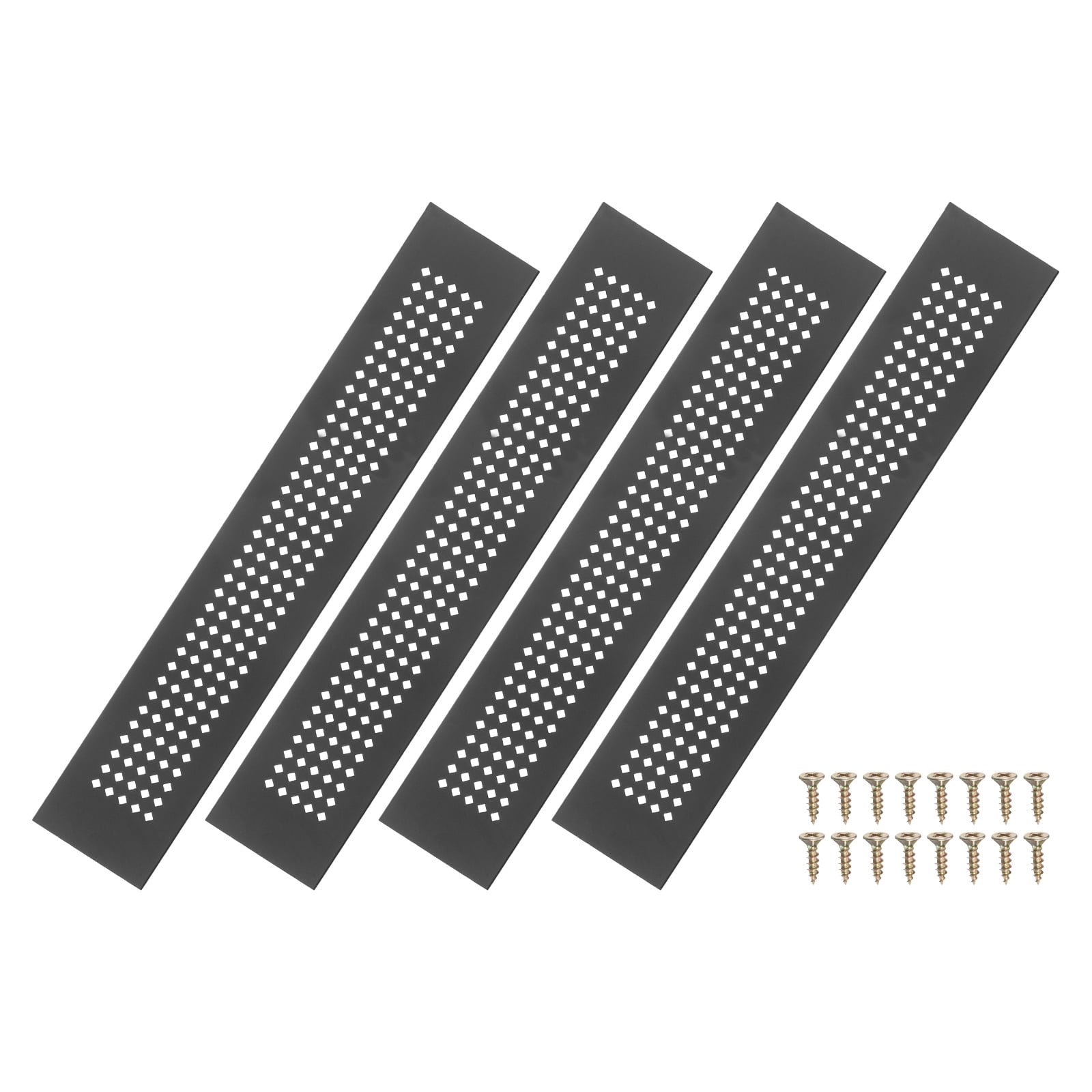 Uxcell 6 x 2 Inch Door Air Vent Cover, 3 Pcs Aluminum Grille Ventilation Cover Louvered Diamond Hole with Screws, Black