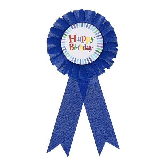 Uxcell 6" x 3" Birthday Ribbon, Award Ribbons Fabric Button Pins for Party Decoration, Blue