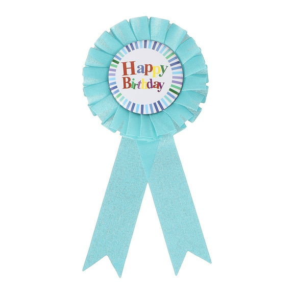 Uxcell 6" x 3" Birthday Ribbon, Award Ribbons Fabric Button Pins for Party Decoration, Light Blue