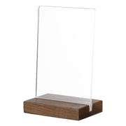 Uxcell 6" x 4" Acrylic Sign, T-Shape Acrylic Sign Holder with Wood Base Vertical A6 Double Sided Clear Table Display Menu Paper Stand Holder for Wedding Store Office Hotel