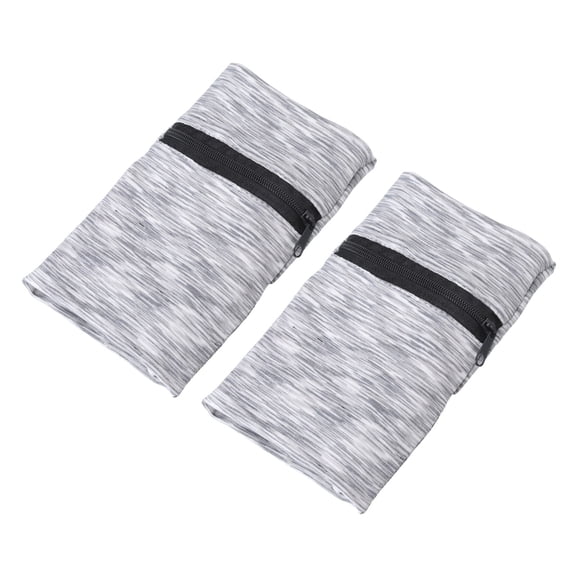 Uxcell 6"x 4" Wrist Pouch Wrist Wallet Sports Wristband Wallet with Zipper Pocket Light Gray 2 Pcs