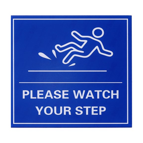 Uxcell 6" x 6" Please Watch Your Step Sign, 1 Pcs Acrylic Warning Sign Self-Adhesive Easy Installation for Indoor Outdoor Home Business, Blue with White Text