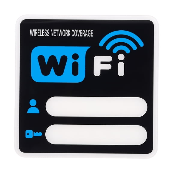 Uxcell 6" x 6" Wifi Password Sign, 1 Pcs Acrylic WiFi Sign Self Adhesive Writable Free Network Service Notice Board for Guest Room Host Home Office Hotel Restaurant Cafe, Blue