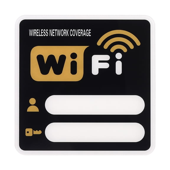 Uxcell 6" x 6" Wifi Password Sign, 1 Pcs Acrylic WiFi Sign Self Adhesive Writable Free Network Service Notice Board for Guest Room Host Home Office Hotel Restaurant Cafe,  Gold