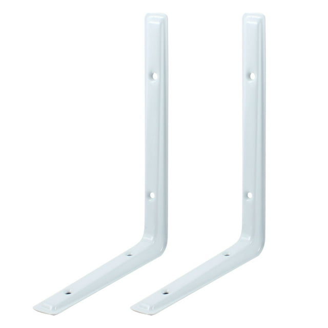 Uxcell 6" x 8" Metal Right Angle Bracket Shelf Off White Replacement, 2 Pack