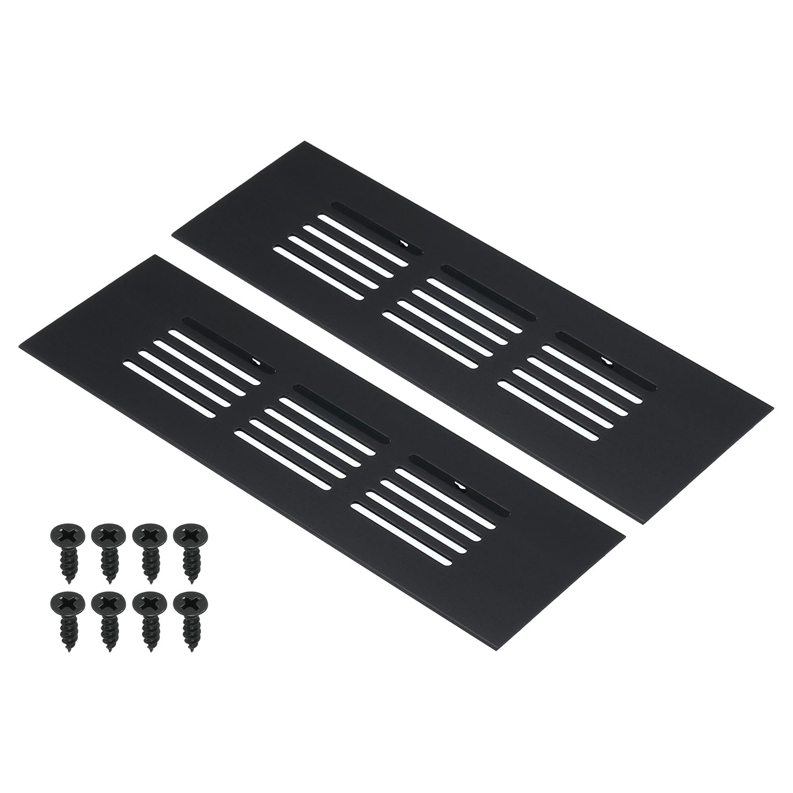 Uxcell 6"x2" Rectangle Air Vent Cover 2pcs Door Grille Ventilation Cover Louvered with Screws for Cabinet Black