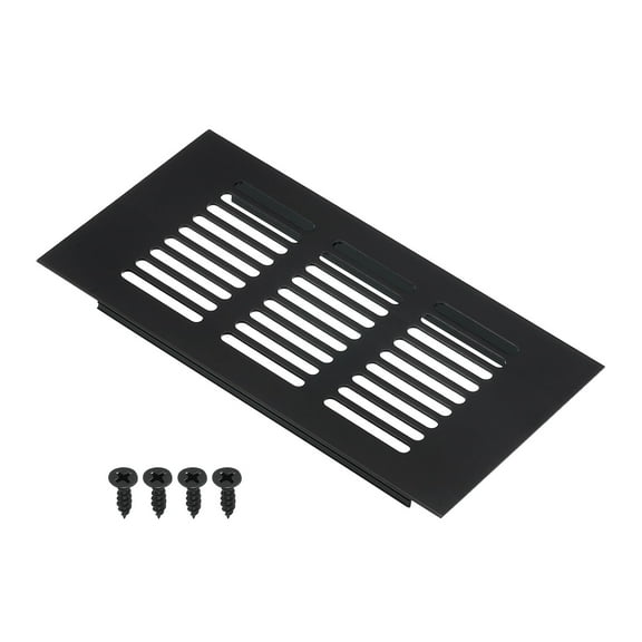 Uxcell 6"x3" Rectangle Air Vent Cover Door Grille Ventilation Cover Louvered with Screws for Cabinet Black