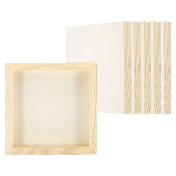 Uxcell 6"x6" Wood Panels Board, 6Pcs Unfinished Square Wood Canvas Wood Panel Painting Board, Wood Color