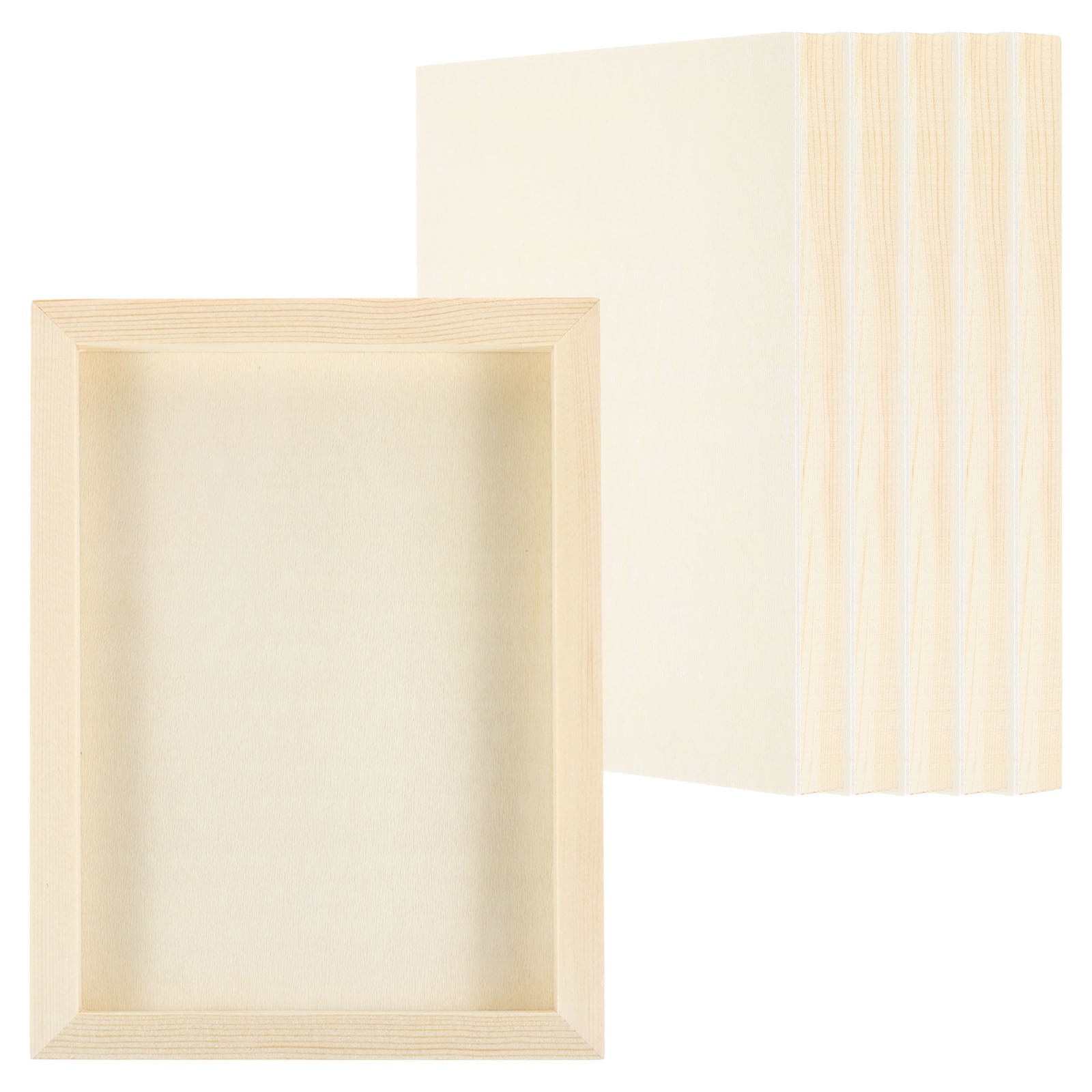 Uxcell 6"x8" Wood Panels Board, 6Pcs Unfinished Square Wood Canvas Wood Panel Painting Board, Wood Color