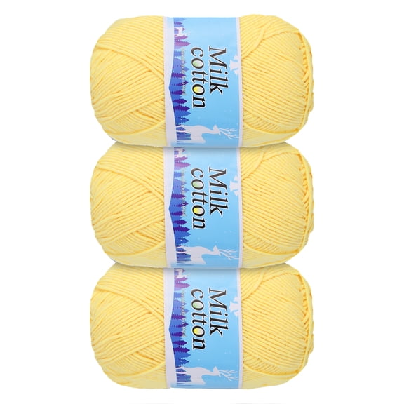 Uxcell 60% Cotton and 40% Acrylic Knitting Yarn-3 Skeins/3×252yard/3×4.23oz/Dark Yellow
