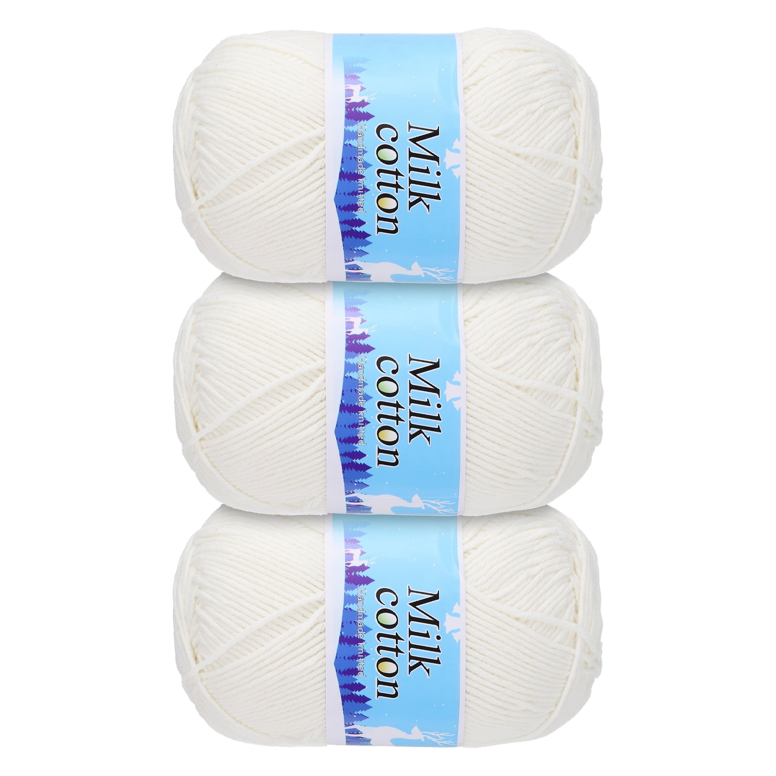 Uxcell 60% Cotton and 40% Acrylic Knitting Yarn-3 Skeins/3×252yard/3×4.23oz/Light Beige