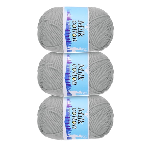 Uxcell 60% Cotton and 40% Acrylic Knitting Yarn-3 Skeins/3×252yards/3×4.23oz/Light Gray