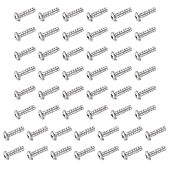 Uxcell 60 PCS #6-32 UNF x 1/2 Inch Button Head Socket Cap Screw Hex Bolt Silver
