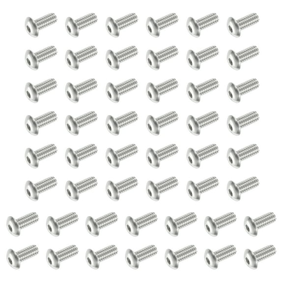 Uxcell 60 PCS #8-32 UNF x 3/8 Inch Button Head Socket Cap Screw Hex Bolt Silver