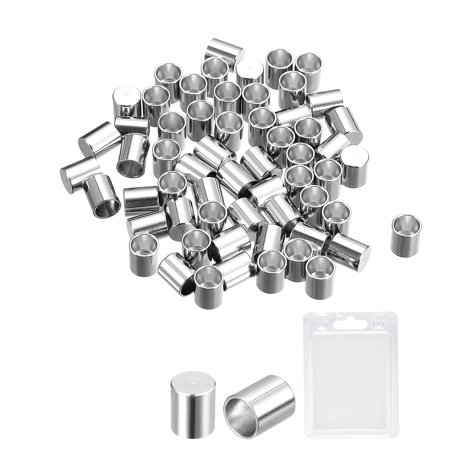 Uxcell 60 Pack 5mm Column Leather Cord End Caps for Bracelet Making DIY ...