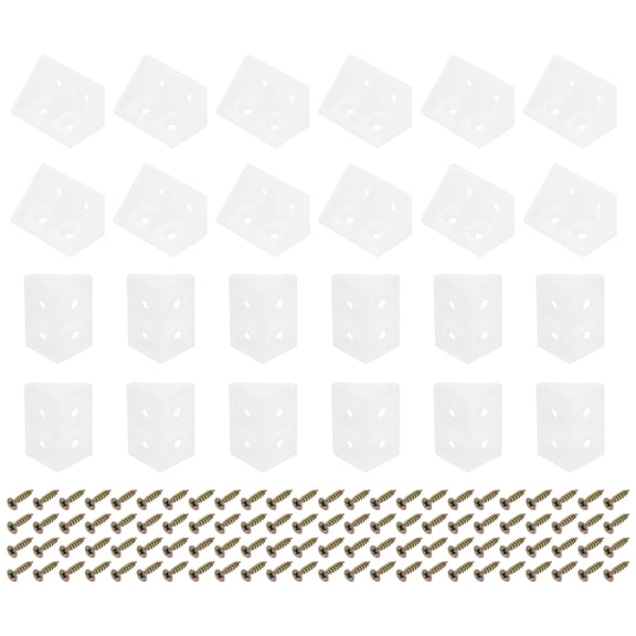 Uxcell 60 Pack 90 Degree Plastic Corner Braces, 19x32x19mm Nylon Shelf Right Angle Brackets with Screws for Cabinets, Cupboards (Transparent)