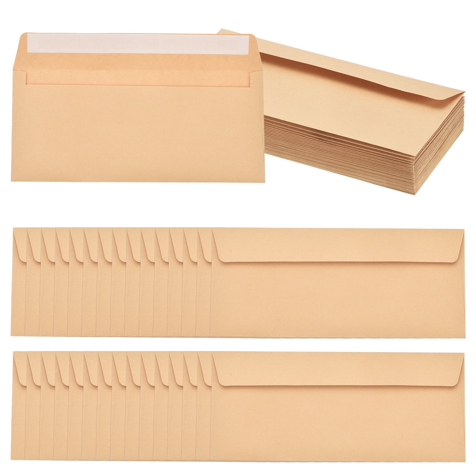 Uxcell 60 Pack Brown #10 Business Envelopes, Colored Self Seal Letter Size