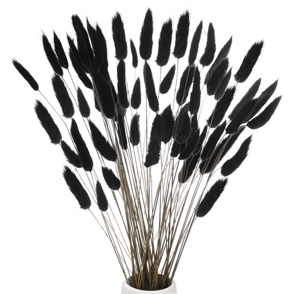 Uxcell 60-Pack Bunny Tails Grass 17 Inch Fluffy Rabbit Tail Grass Dried Flowers for Home/Wedding [Black]