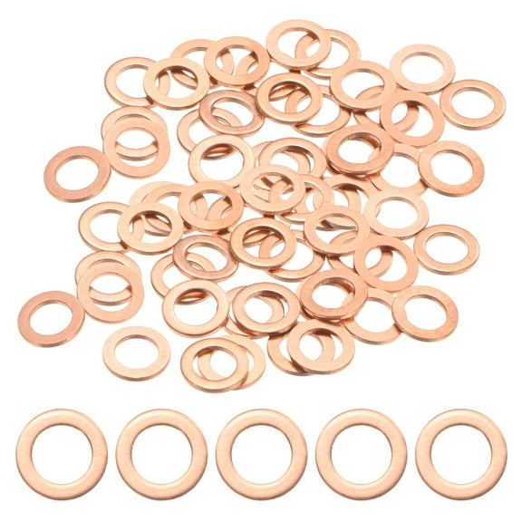 Uxcell 60-Pack Copper Washers, Metric M6x10x1mm Copper Sealing Washers for Bolts Screws Nuts for Automotive