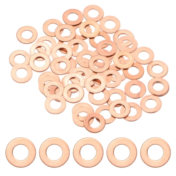 Uxcell 60-Pack Copper Washers, Metric M6x12x1mm Copper Sealing Washers for Bolts Screws Nuts for Automotive