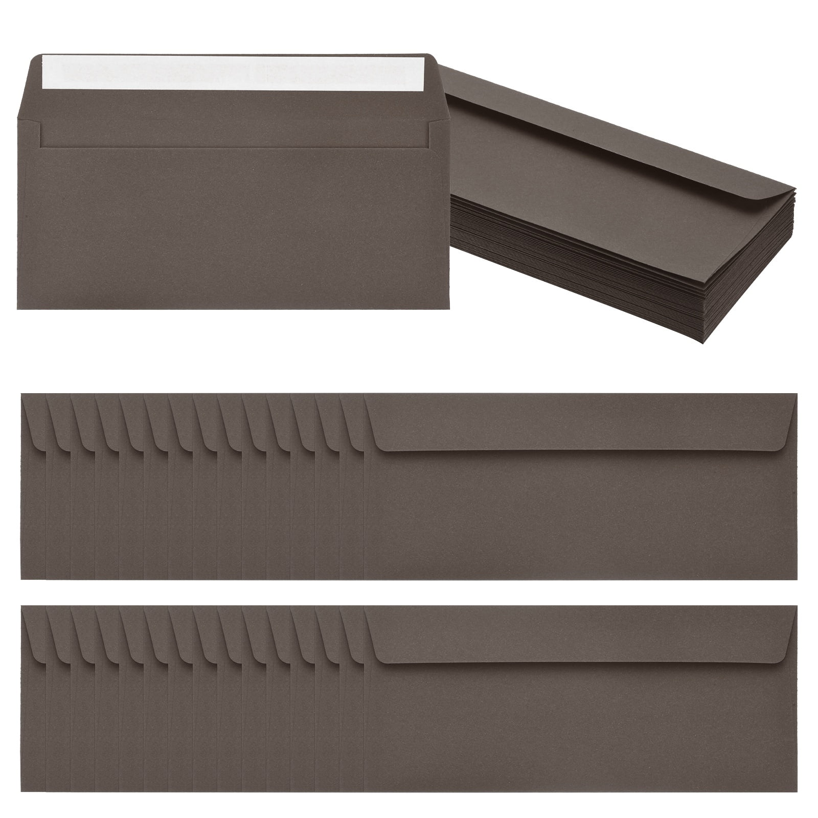 Uxcell 60 Pack Dark Coffee #10 Business Envelopes, Colored Self Seal Letter Size