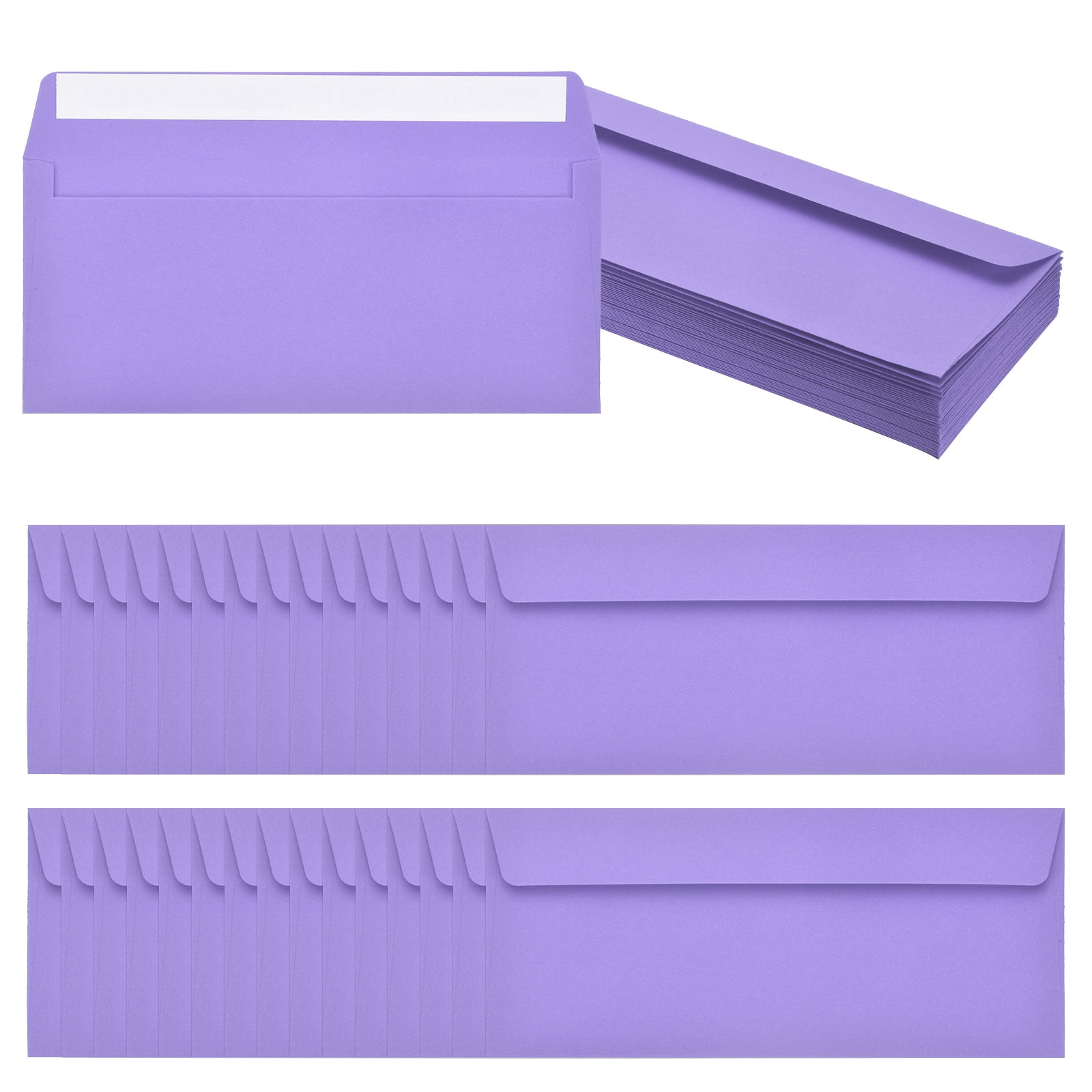 Uxcell 60 Pack Dark Purple #10 Business Envelopes, Colored Self Seal Letter Size