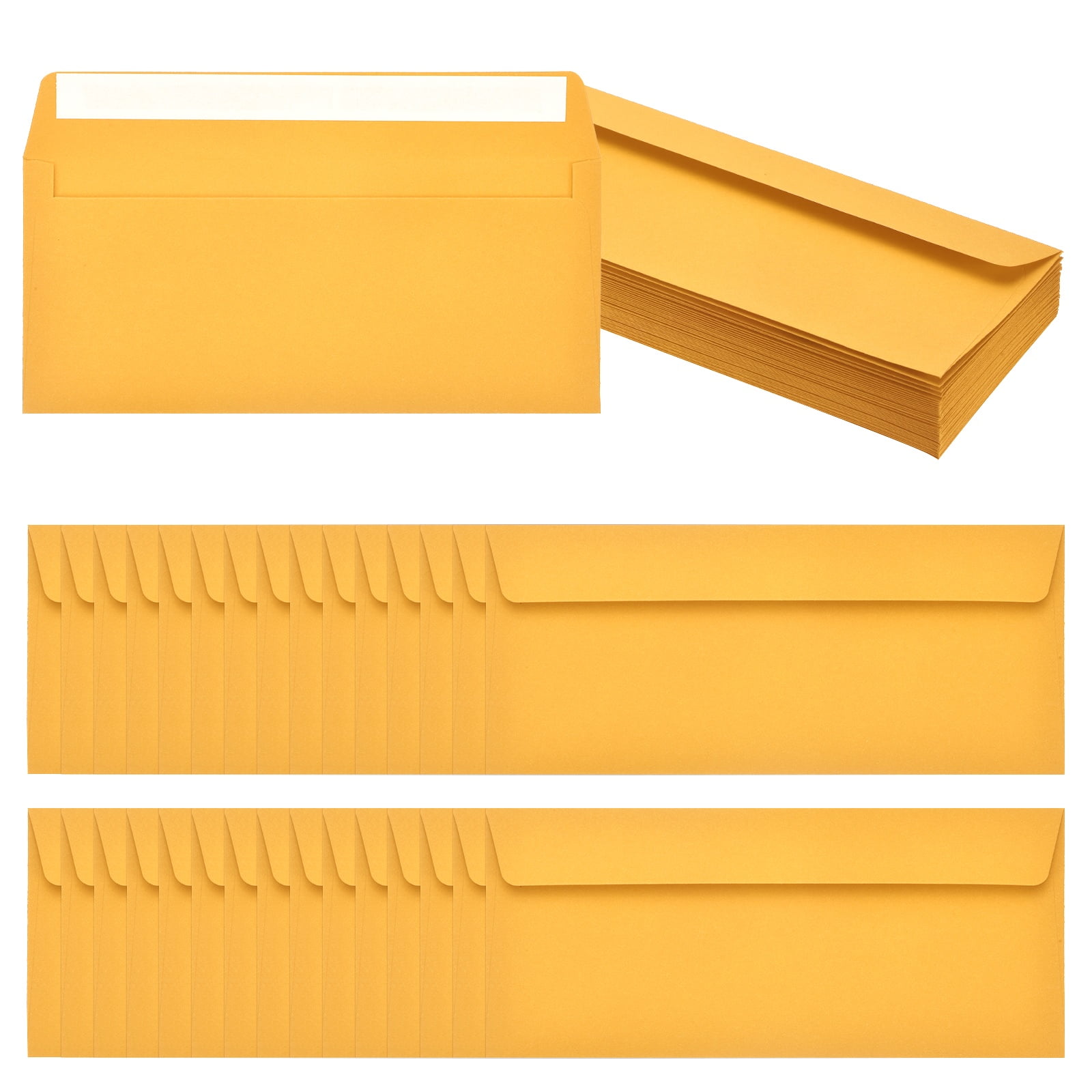 Uxcell 60 Pack Golden #10 Business Envelopes, Colored Self Seal Letter Size