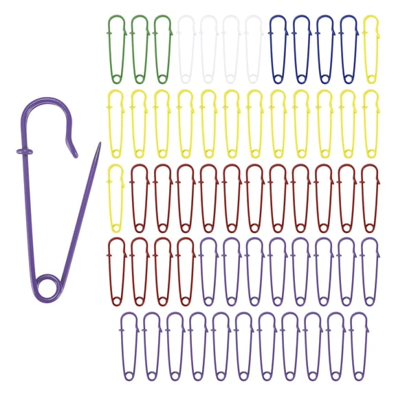 Uxcell 60-Pack Large Safety Pins, 2.5" Spring Lock Pins Blanket Bulk Pins for Fashion/Clothes/Sewing/Quilting/Upholstery/Laundry/DIY Craft/Decorative, Big Safety Pins [Multicolor]
