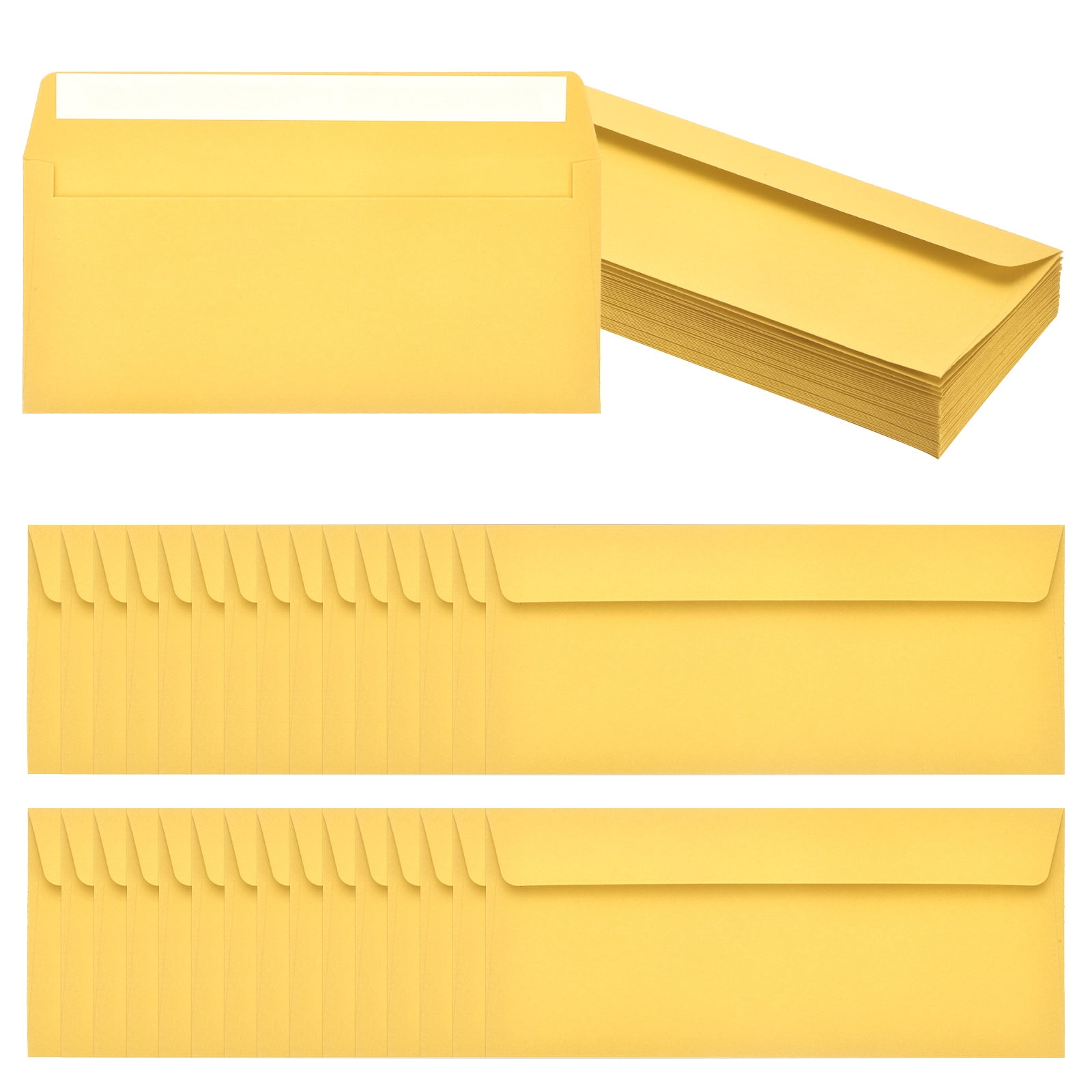 Uxcell 60 Pack Lemon Yellow #10 Business Envelopes, Colored Self Seal Letter Size