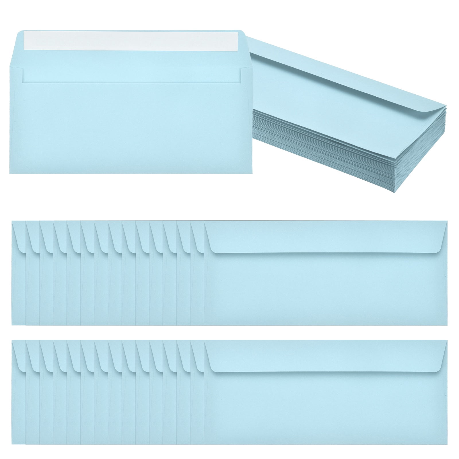 Uxcell 60 Pack Light Blue #10 Business Envelopes, Colored Self Seal ...