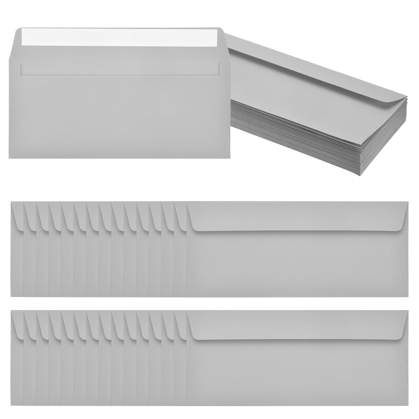Uxcell 60 Pack Light Gray #10 Business Envelopes, Colored Self Seal Letter Size