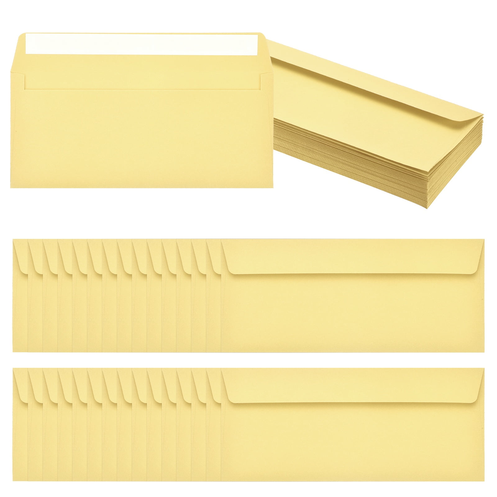 Uxcell 60 Pack Light Yellow #10 Business Envelopes, Colored Self Seal Letter Size