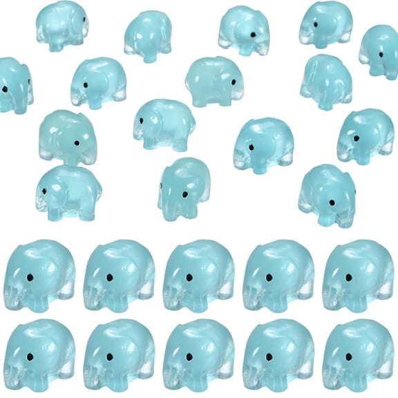 Uxcell 60-Pack Luminous Mini Resin Elephant, Glow in the Dark Tiny Elephant for Fairy Garden/Micro Landscaping[Blue]
