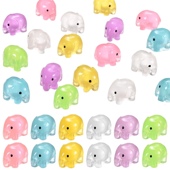 Uxcell 60-Pack Luminous Mini Resin Elephant, Glow in the Dark Tiny Elephant for Fairy Garden/Micro Landscaping[Multicolor]