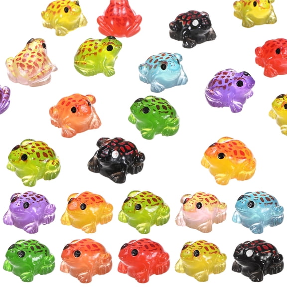 Uxcell 60-Pack Luminous Mini Resin Frogs, Glow in the Dark Tiny Frog for Fairy Garden/Micro Landscaping[Mixed 10 Colors]