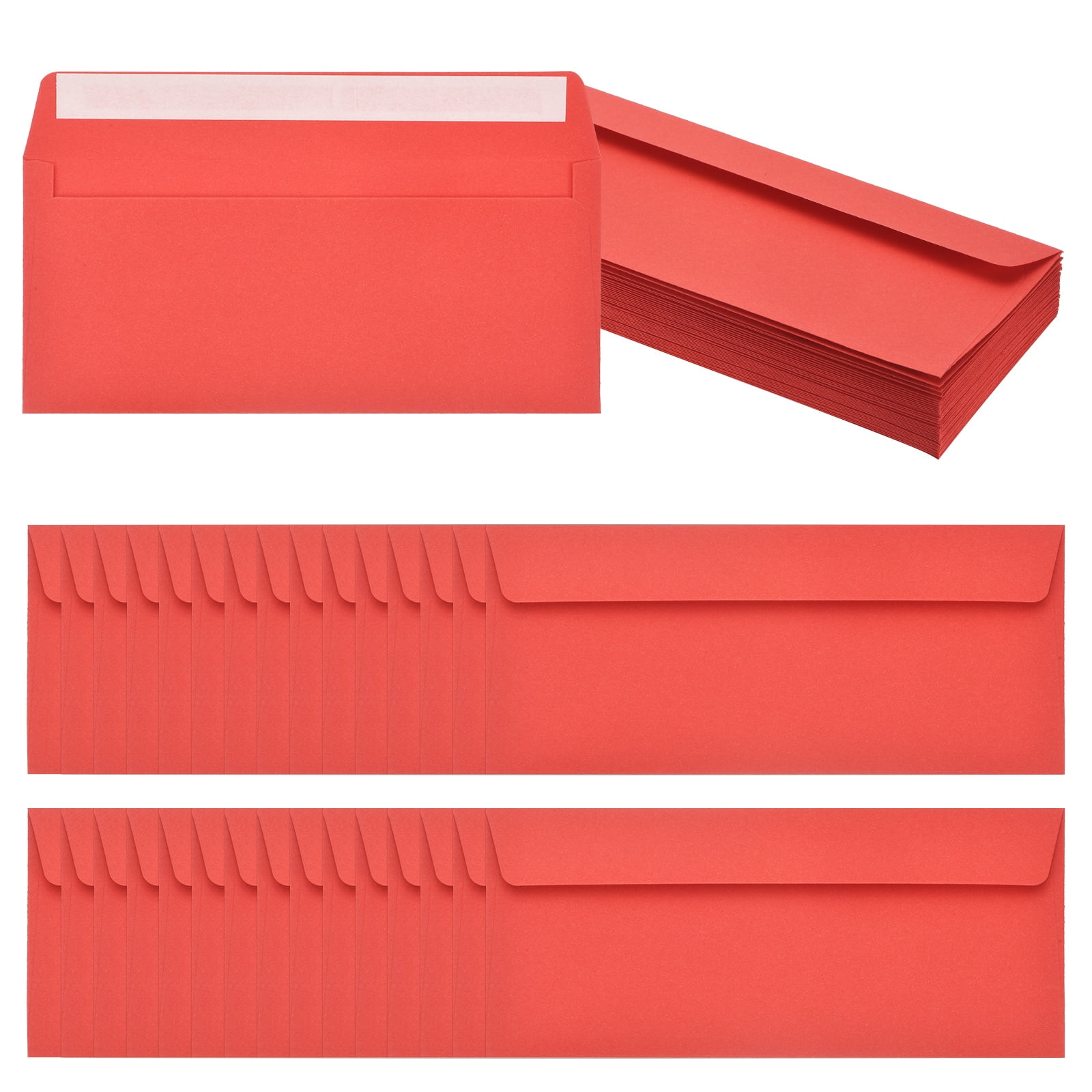 Uxcell 60 Pack Red #10 Business Envelopes, Colored Self Seal Letter Size