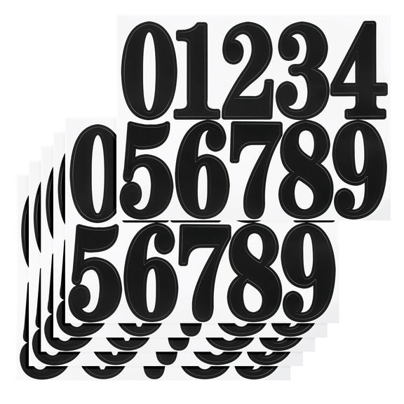 Uxcell 60 Pcs 6 Sheets Mailbox Numbers, 1 Inch Waterproof Vinyl Black Mailbox Numbers for Outside Self Adhesive Number Stickers