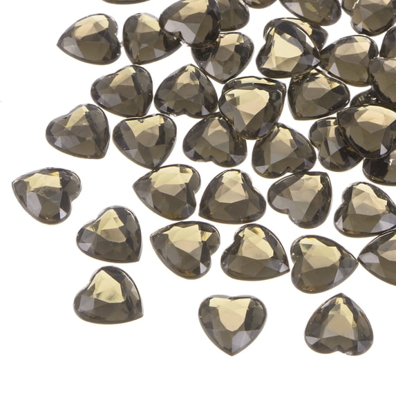 Uxcell 60 Pcs Acrylic Heart Rhinestone 15mm Flat Back Plastic Gems for Jewelry Making, Transparent Gray