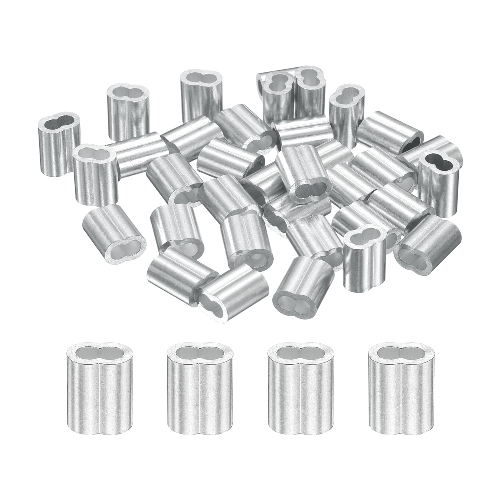 Uxcell 60 Pcs Aluminum Crimping Loop Sleeve,1/8 Inch(3mm) Oval Wire ...