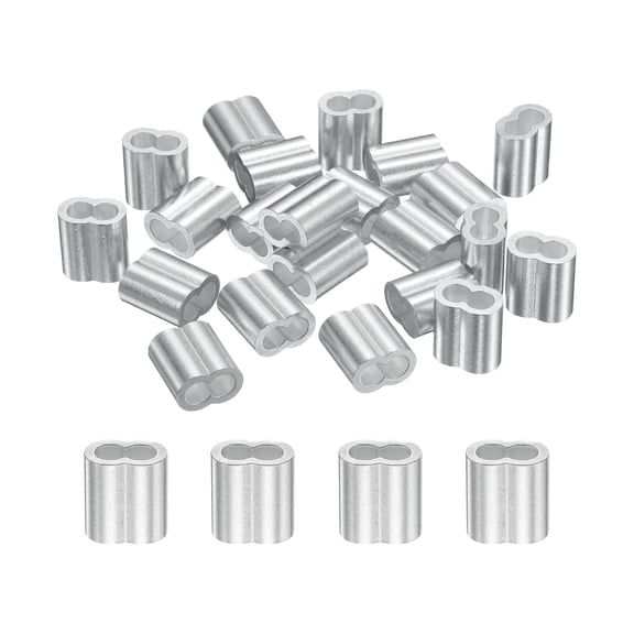 Uxcell 60 Pcs Aluminum Crimping Loop Sleeve,5/32 Inch(4mm) Oval Wire Rope Loop Sleeve Crimps Ferrule for Wire Rope and Electric Wires End Assortment