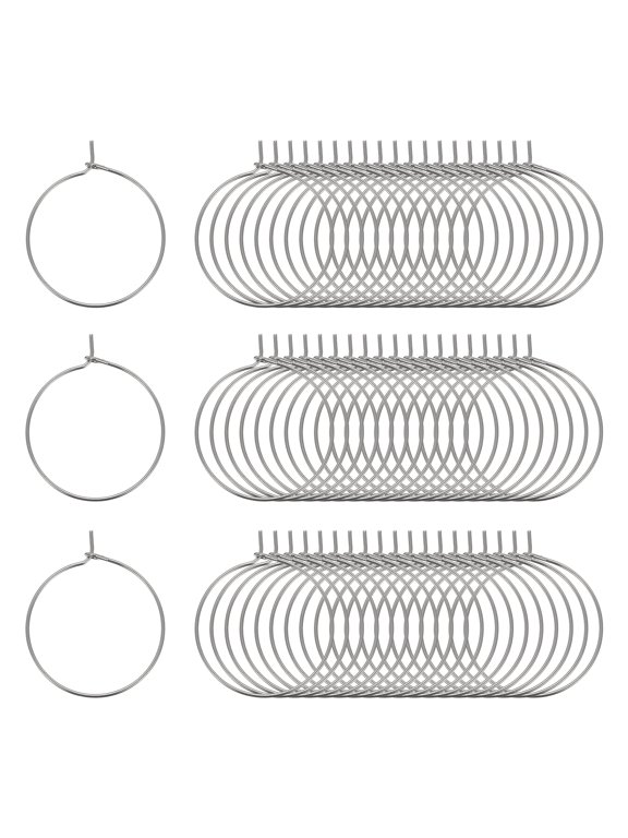 60 Pcs Earring Hoops for Jewelry Making, 25 Thin Wire Hoops Beaded Earring Making Supplies Plated Lightweight O Rings for DIY Ear Lockets, Grey