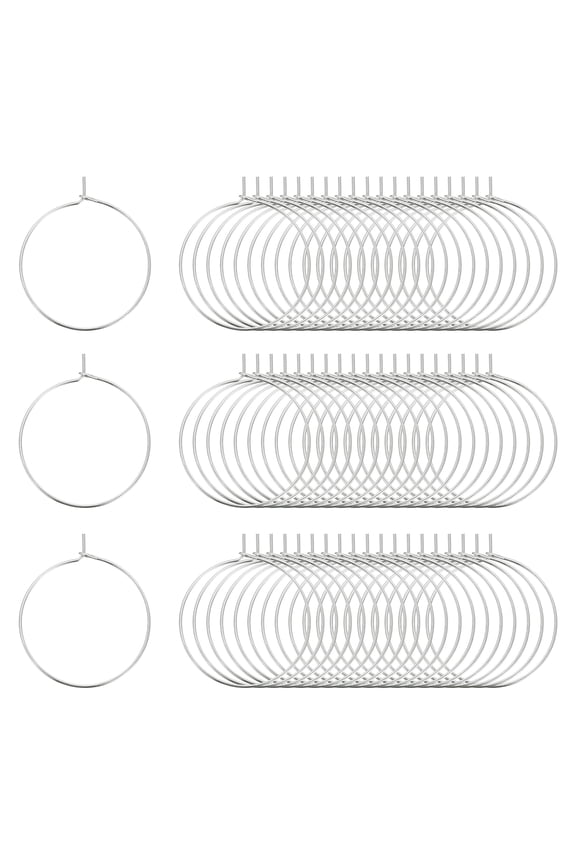 60 Pcs Earring Hoops for Jewelry Making, 30 Thin Wire Hoops Beaded Earring Making Supplies Plated Lightweight O Rings for DIY Ear Lockets, Silver