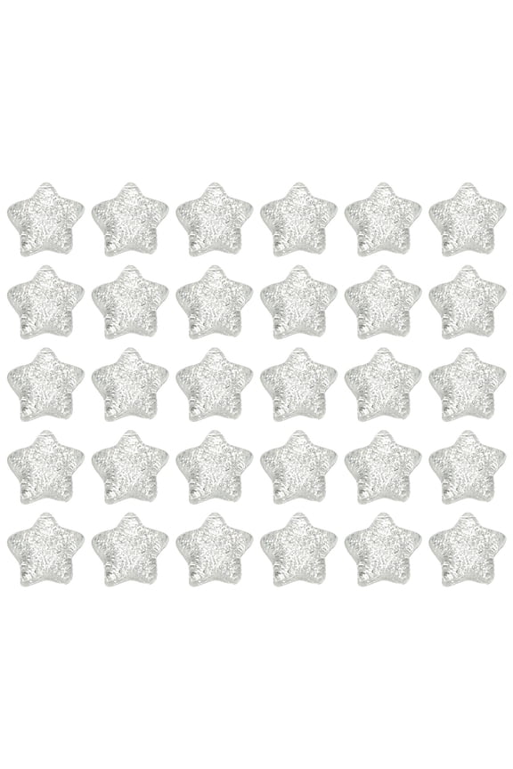 60 Pcs Flat Back Resin Charms, Glitter Star Charms Bulk Mini Star Shape Flat Back Beads Embellishments for DIY Crafts, Silver