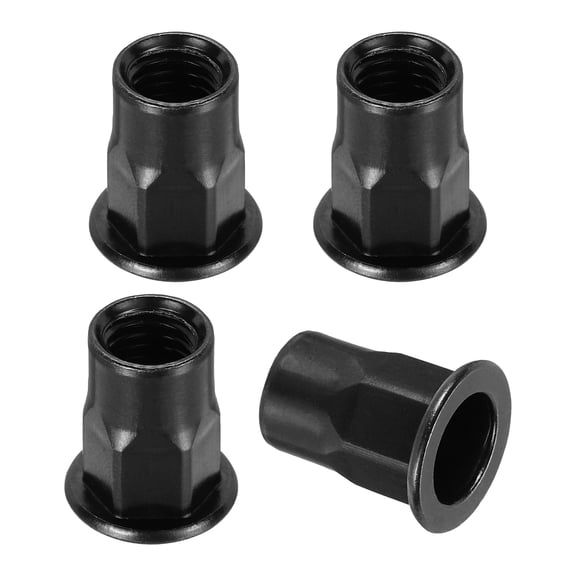 Uxcell 60 Pcs Half Hex Body Rivet Nut M8x18, Flat Head Threaded Insert Rivet Nuts Zinc Plated Carbon Steel for - Automotive Machine Equipment Mounting Use, Black