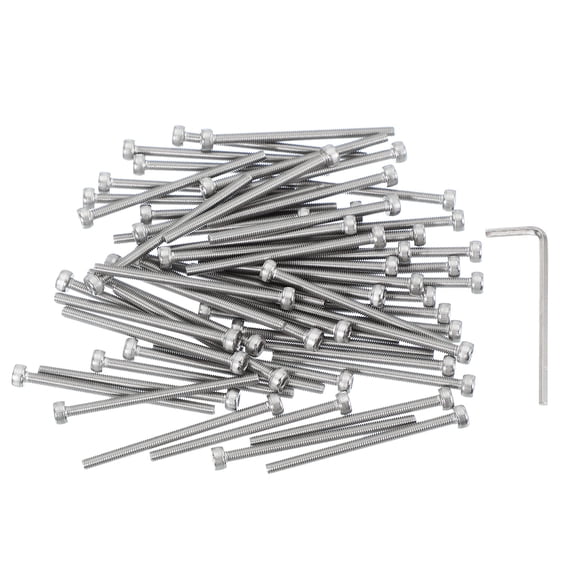 Uxcell 60 Pcs M3 x 45mm Hex Socket Head Cap Screws Bolts, 304 Stainless Steel Screws with Wrench