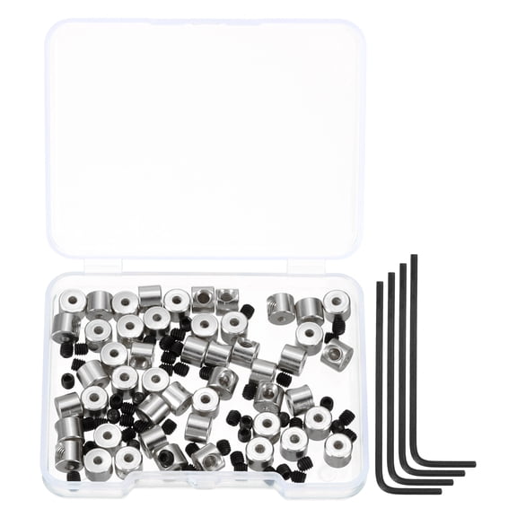 Uxcell 60 Pcs Metal Locking Pin Backs, Locking Pin Keepers Locking Clasp 5mm(H) with 4 Wrench Replacement in Storage Case , Silver Tone